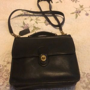 Black Leather Coach Messenger Bag